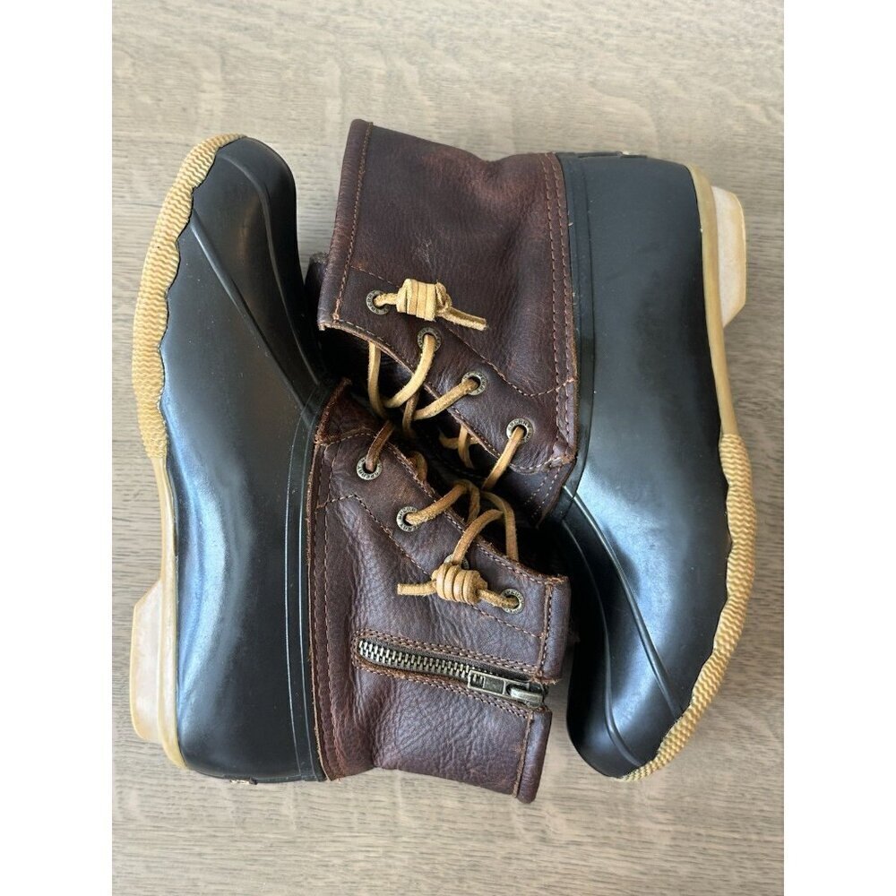 Sperry Saltwater W's 7.5 Brown Leather and Dark Brown Duck Rain Winter Boots - Picture 4 of 10